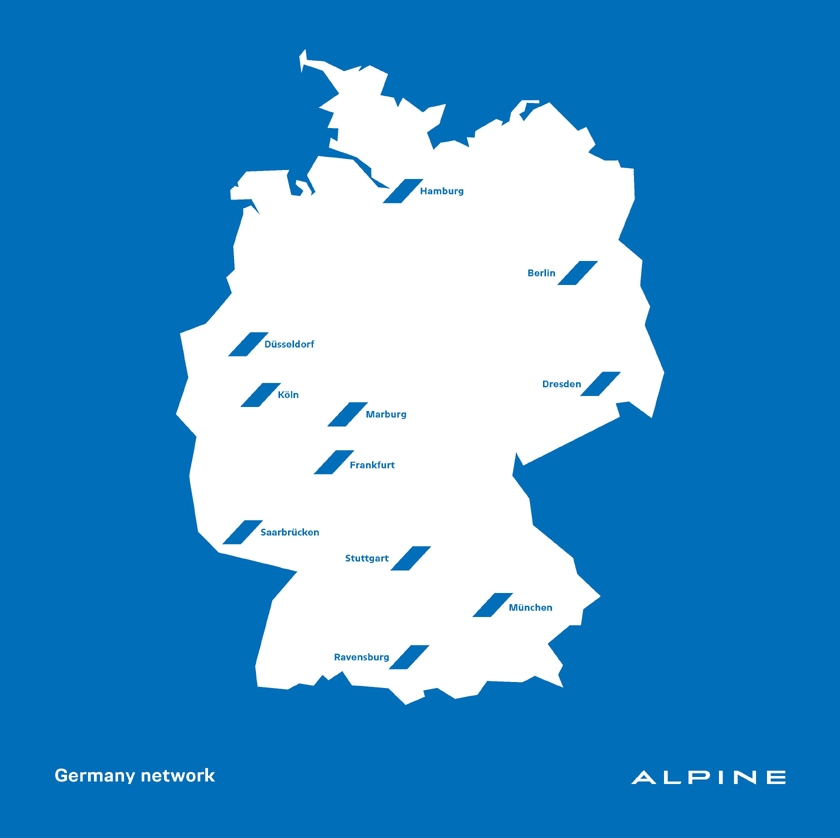 Alpine eröffnet in Deutschland elf Stützpunkte